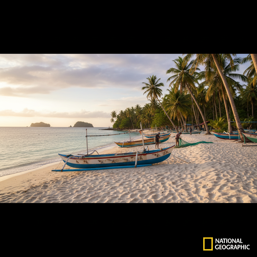 Saparua Itawaka beach with traditional fishing canoes