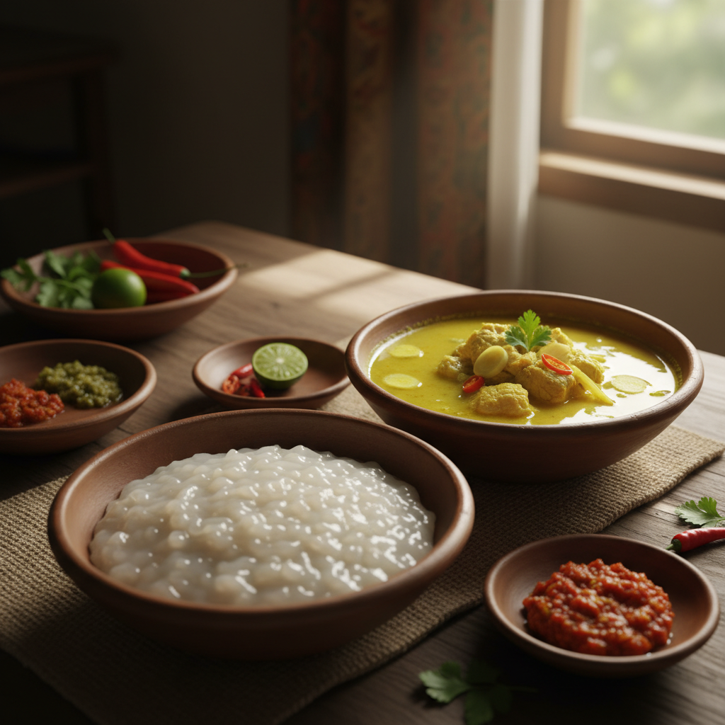 Ambonese papeda fish soup served at a homestay
