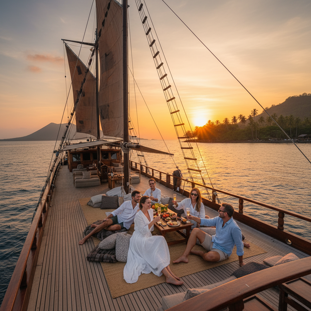Phinisi schooner private charter at Banda Neira